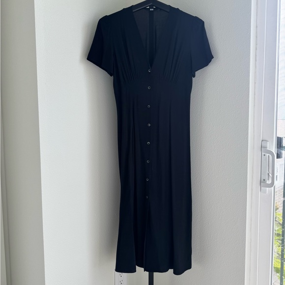 Uniqlo Dresses & Skirts - Uniqlo Blue Sheath Midi Dress with Flutter Sleeves